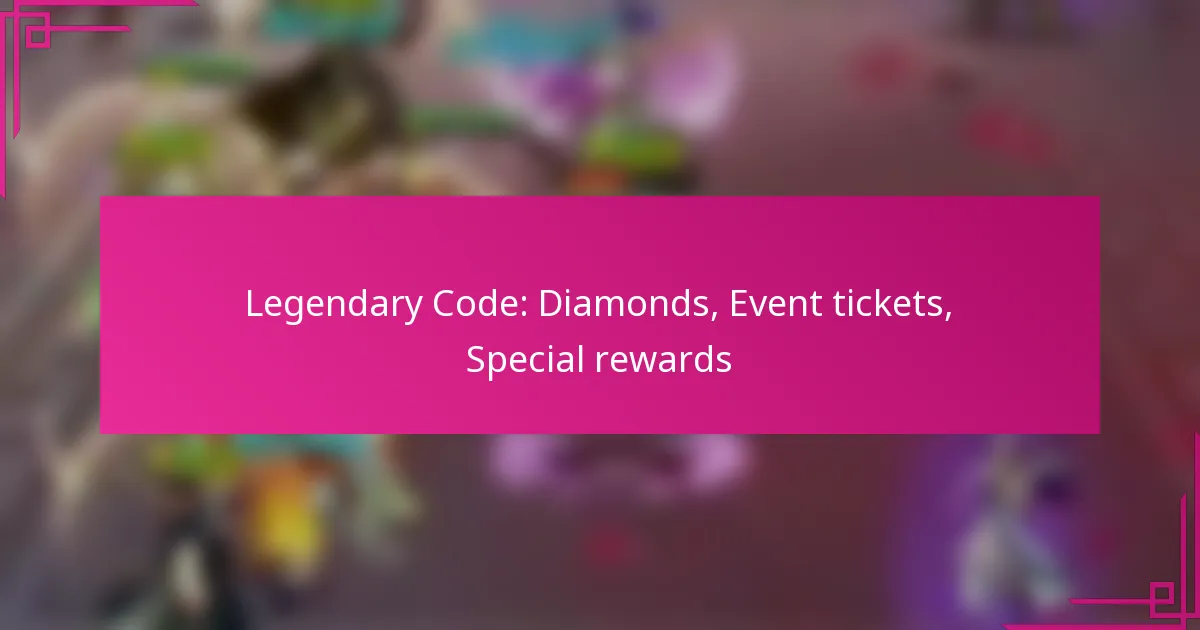 Legendary Code: Diamonds, Event tickets, Special rewards